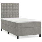 Boxspringbett mit Matratze & LED Hellgrau 90x200 cm Samt