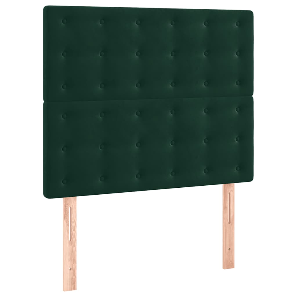 Boxspringbett mit Matratze & LED Dunkelgrün 100x200 cm Samt
