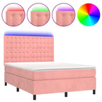 Boxspringbett mit Matratze & LED Rosa 140x200 cm Samt