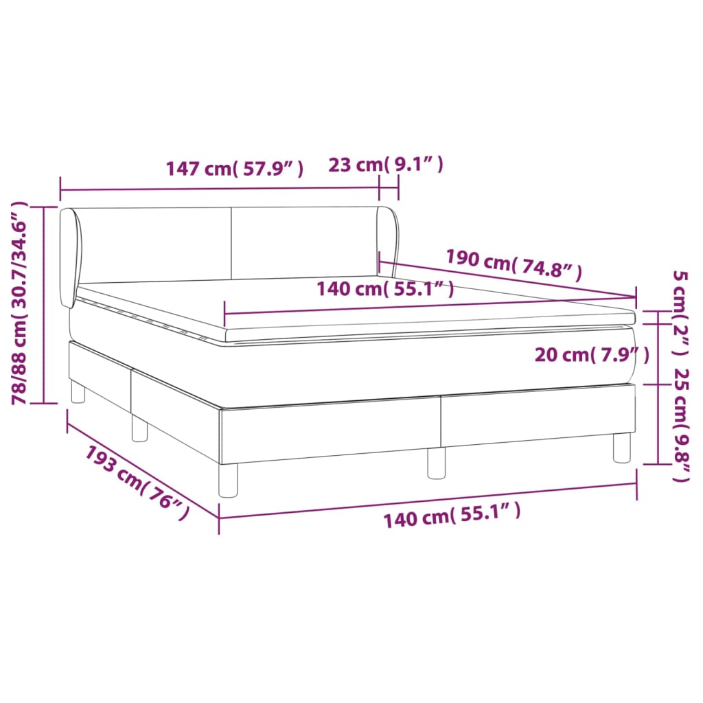 Boxspringbett mit Matratze Creme 140x190 cm Kunstleder