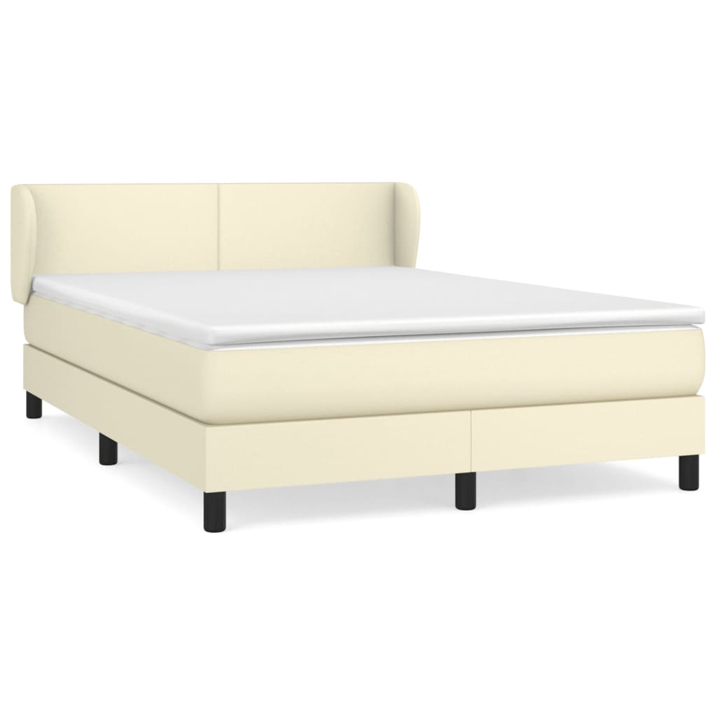 Boxspringbett mit Matratze Creme 140x200 cm Kunstleder