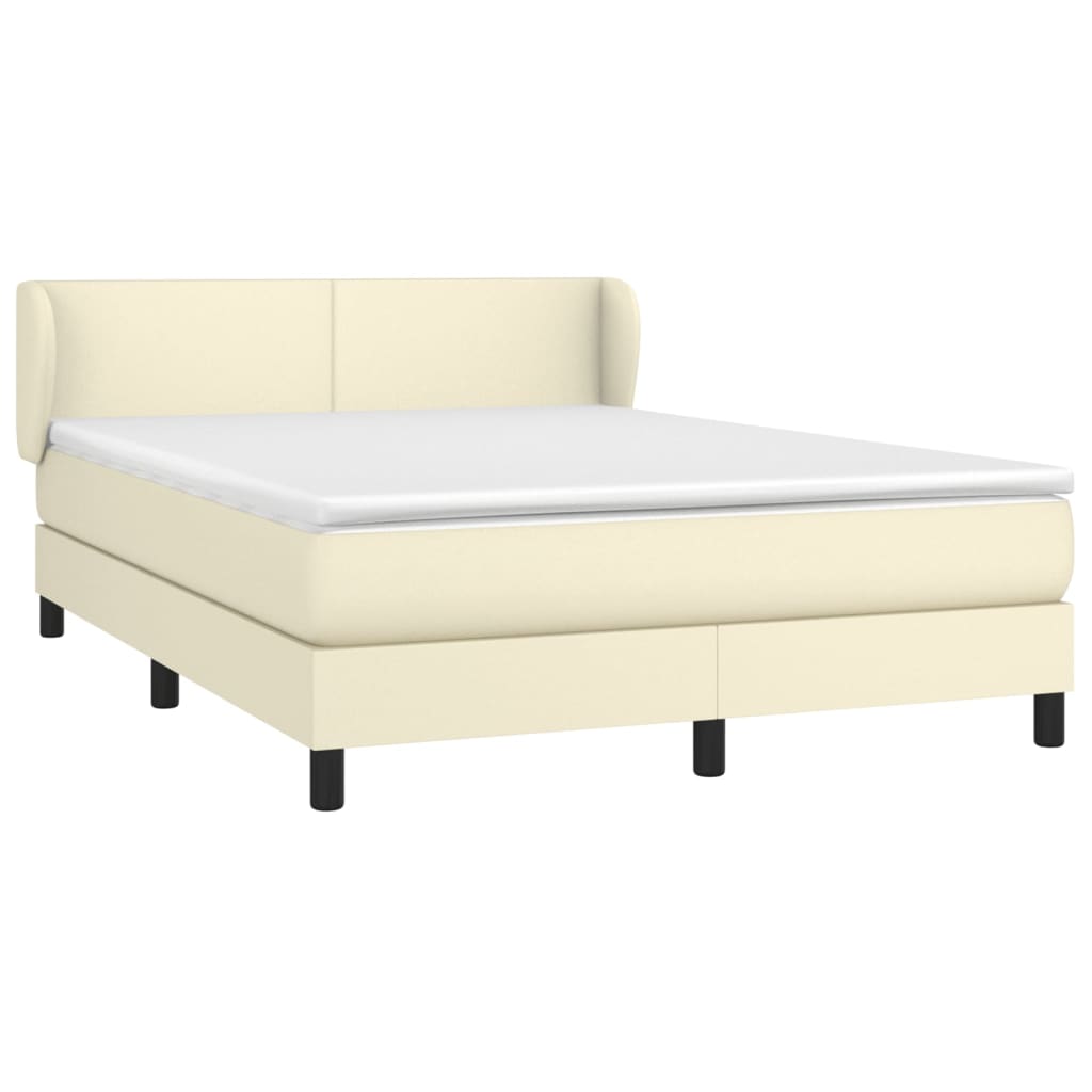 Boxspringbett mit Matratze Creme 140x200 cm Kunstleder