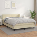 Boxspringbett mit Matratze Creme 140x200 cm Kunstleder