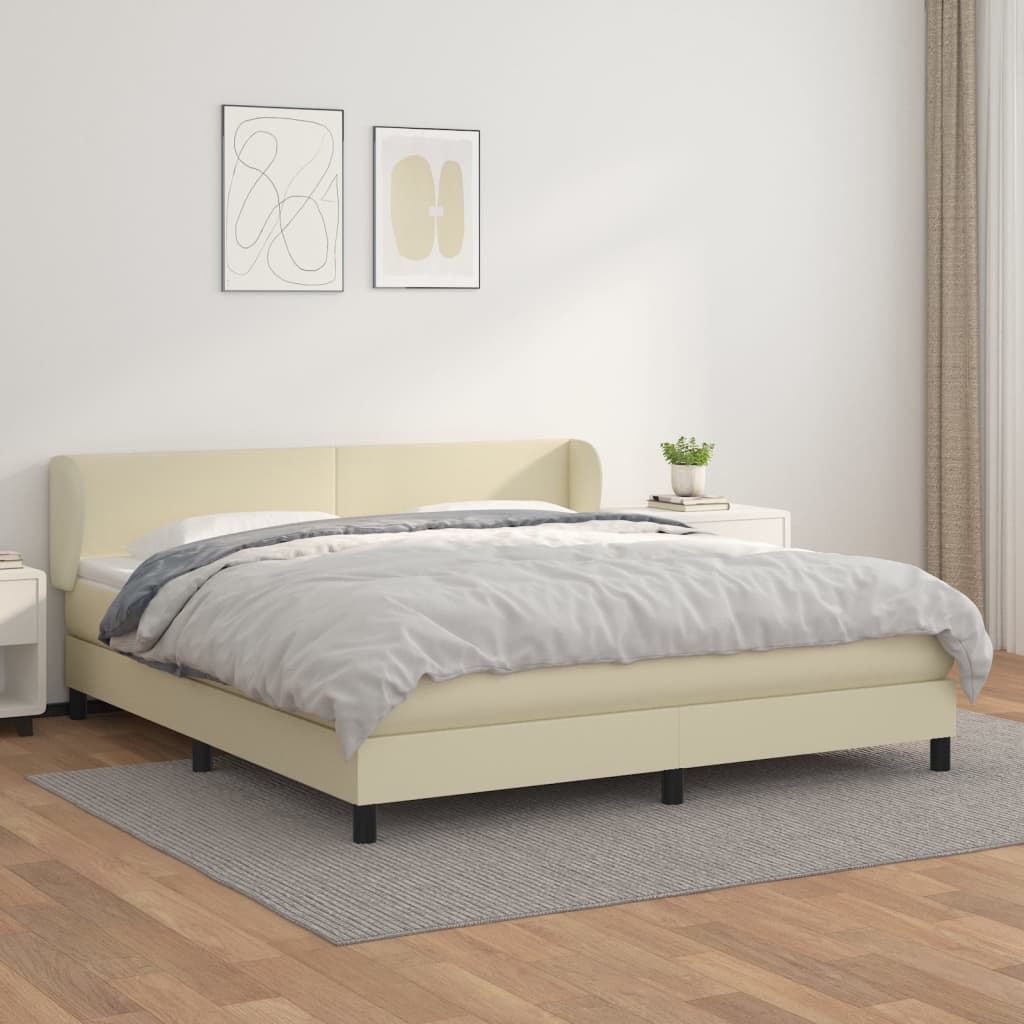 Boxspringbett mit Matratze Creme 180x200 cm Kunstleder