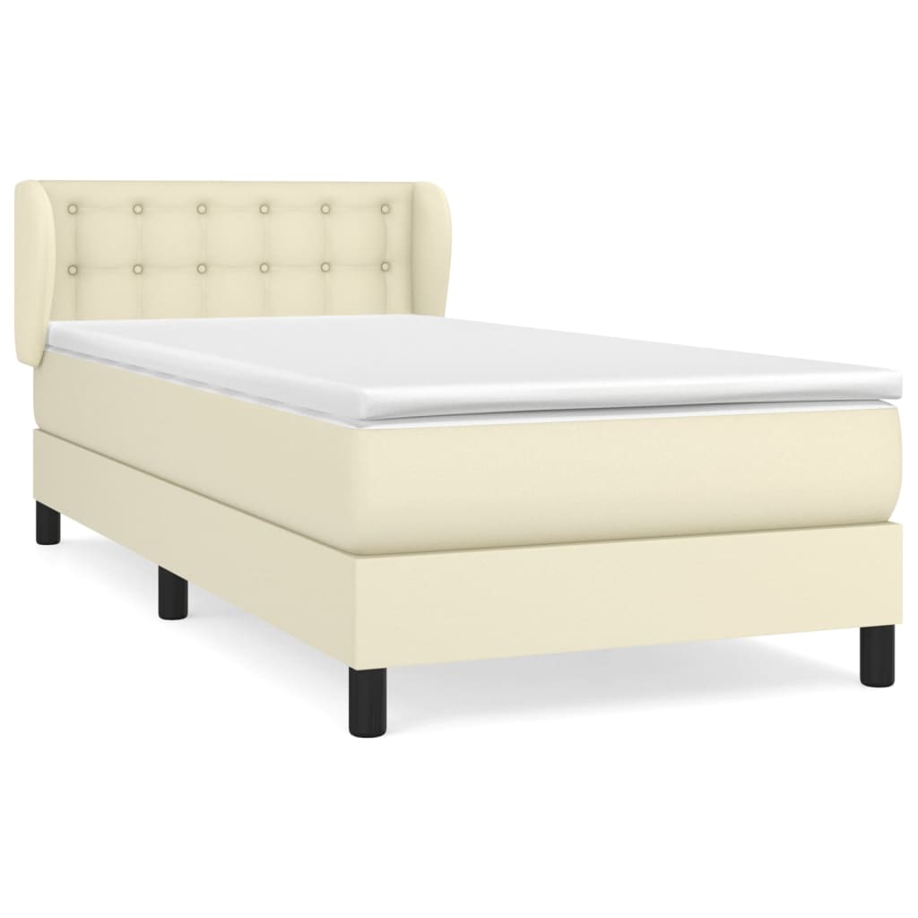 Boxspringbett mit Matratze Creme 80x200 cm Kunstleder