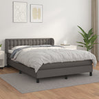 Boxspringbett mit Matratze Grau 140x200 cm Kunstleder