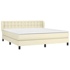 Boxspringbett mit Matratze Creme 160x200 cm Kunstleder
