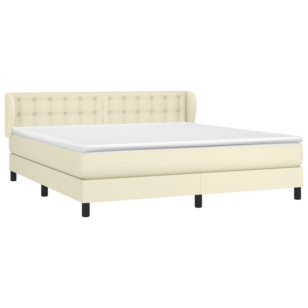 Boxspringbett mit Matratze Creme 160x200 cm Kunstleder
