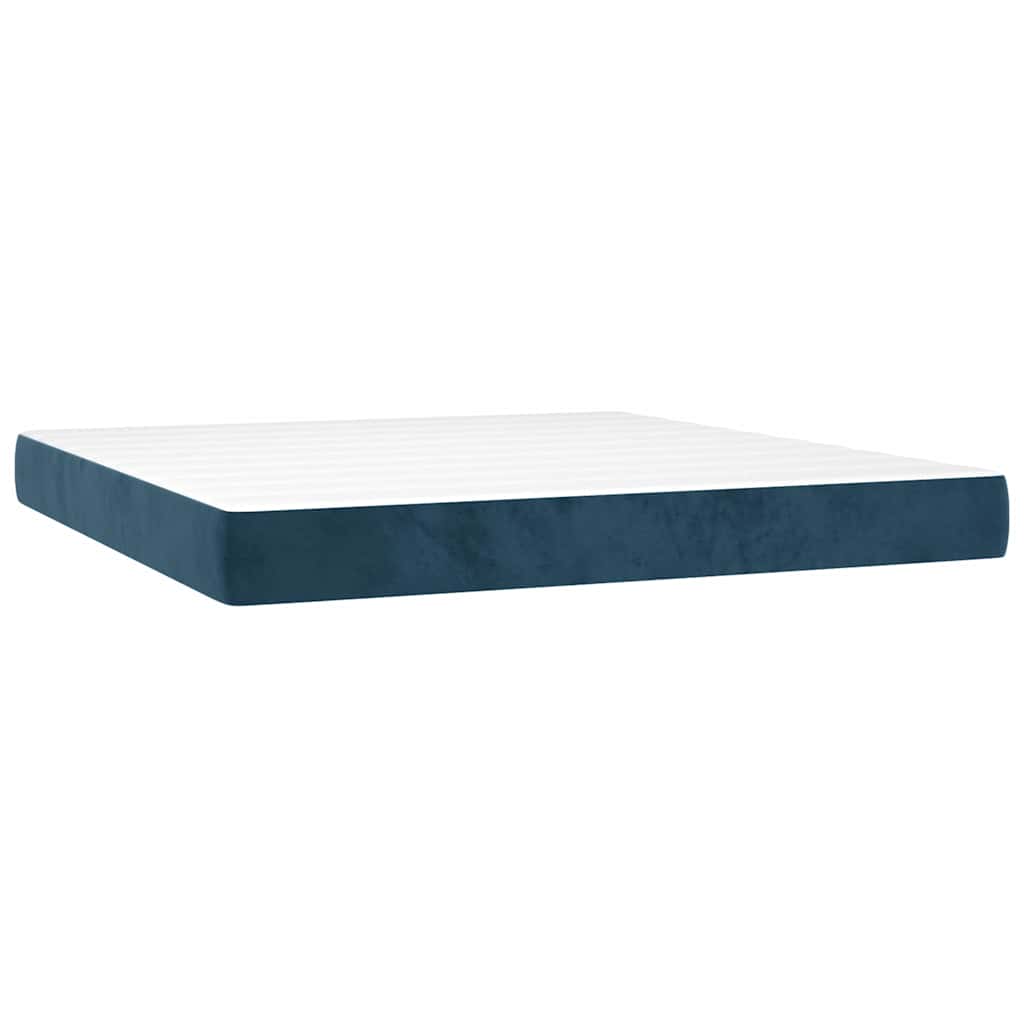 Boxspringbett mit Matratze Dunkelblau 160x200 cm Samt