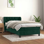 Boxspringbett mit Matratze Dunkelgrün 80x200 cm Samt