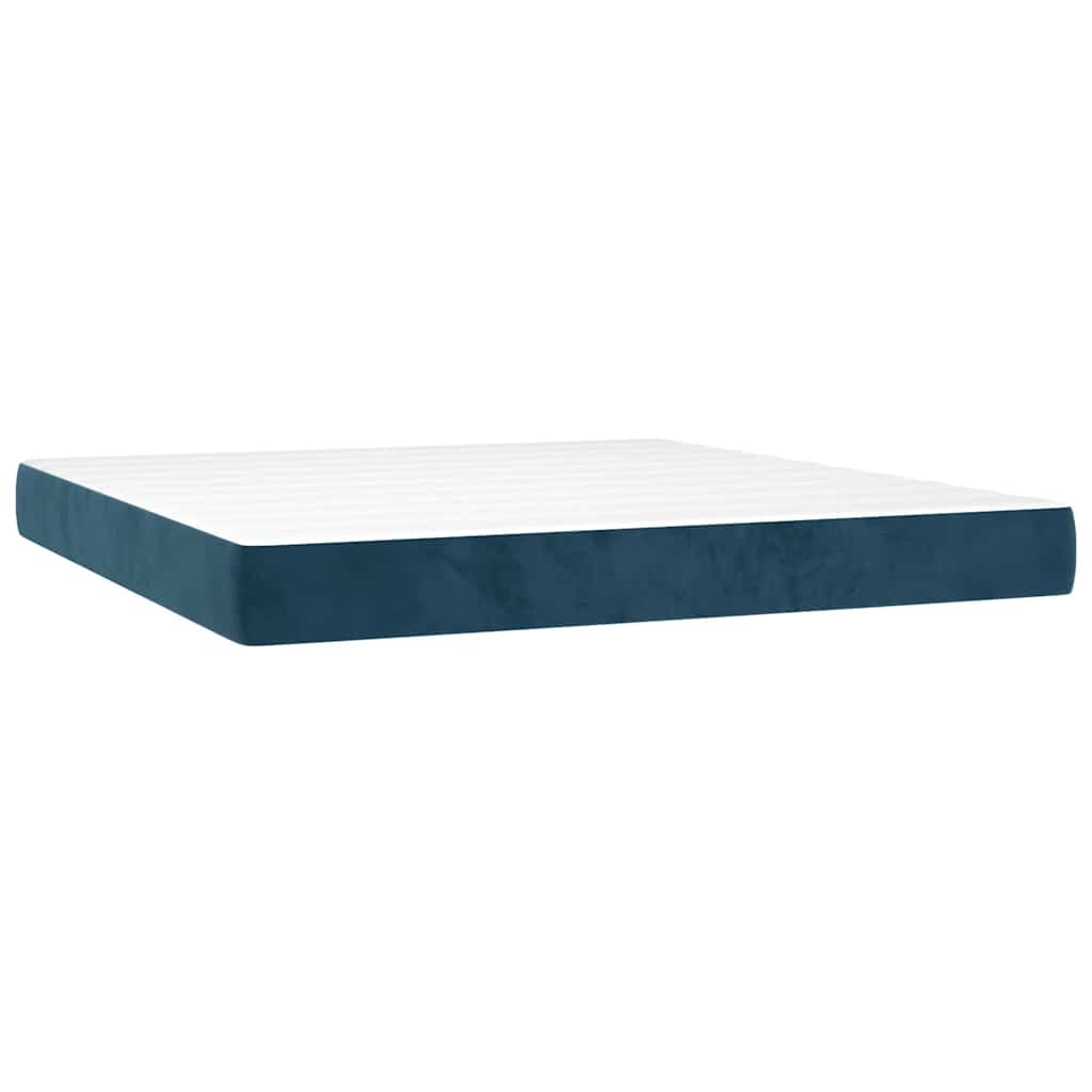 Boxspringbett mit Matratze Dunkelblau 160x200 cm Samt