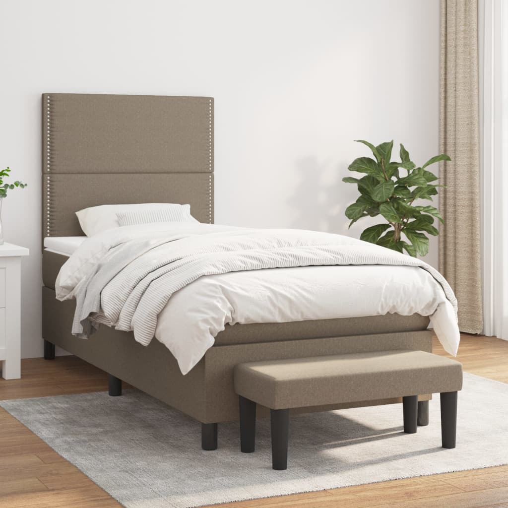 Boxspringbett mit Matratze Taupe 90x190 cm Stoff