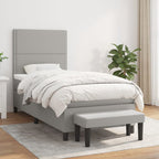 Boxspringbett mit Matratze Hellgrau 100x200 cm Stoff