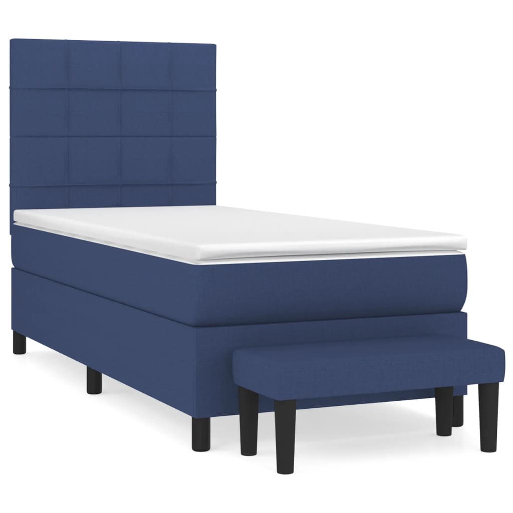Boxspringbett mit Matratze Blau 90x190 cm Stoff
