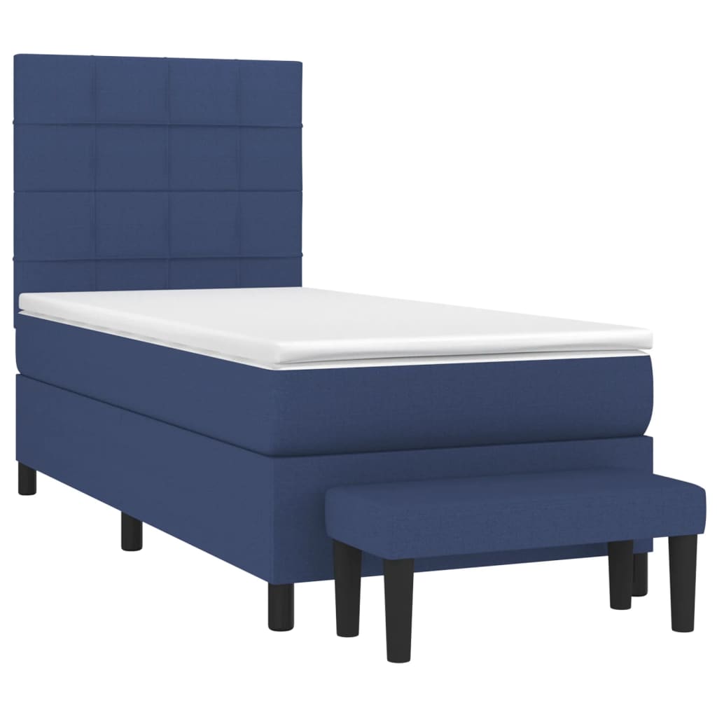 Boxspringbett mit Matratze Blau 90x200 cm Stoff
