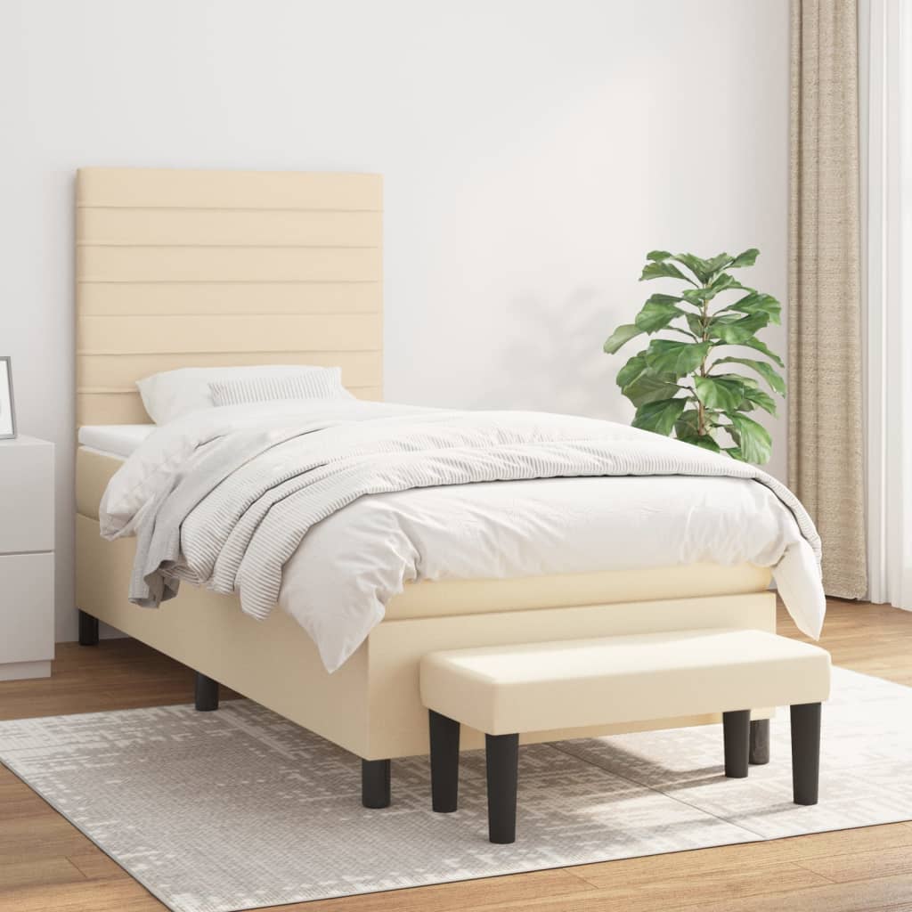 Boxspringbett mit Matratze Creme 80x200 cm Stoff