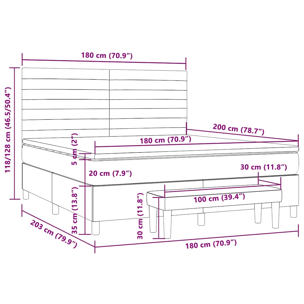 Boxspringbett mit Matratze Dunkelbraun 180x200 cm Stoff