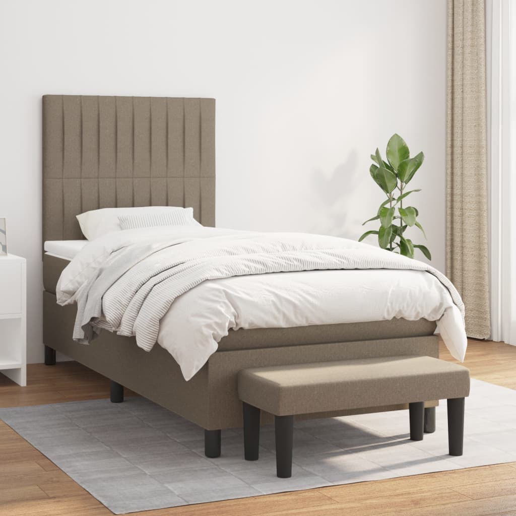 Boxspringbett mit Matratze Taupe 90x190 cm Stoff
