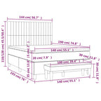 Boxspringbett mit Matratze Hellgrau 140x190 cm Stoff