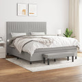 Boxspringbett mit Matratze Hellgrau 180x200 cm Stoff