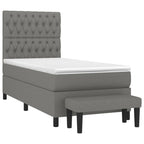 Boxspringbett mit Matratze Dunkelgrau 90x200 cm Stoff