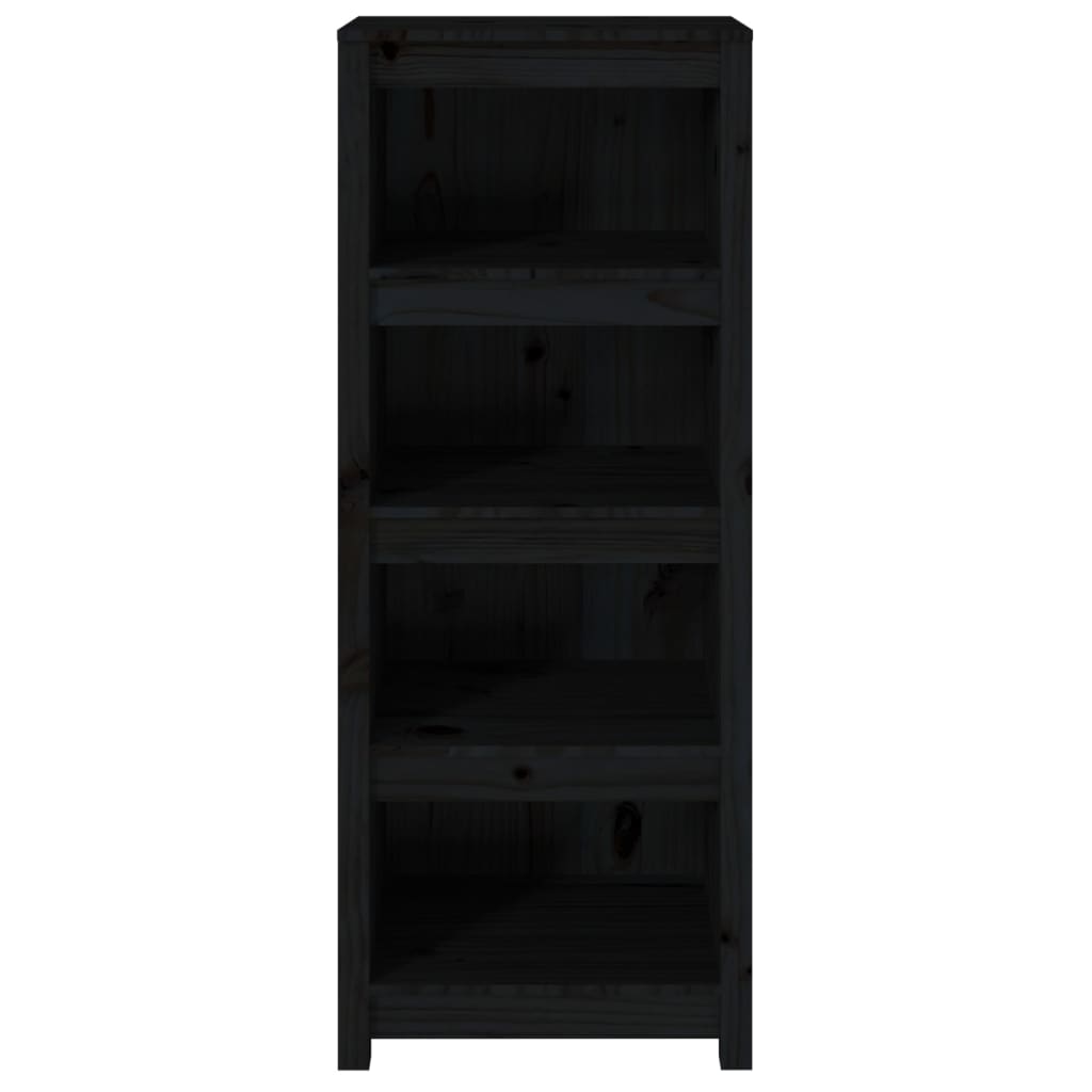 Bücherregal Schwarz 50x35x125,5 cm Massivholz Kiefer