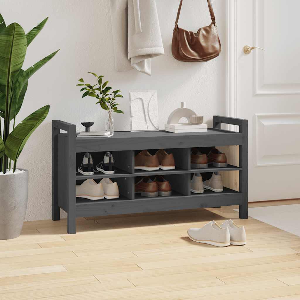 Flurbank Grau 110x40x60 cm Massivholz Kiefer
