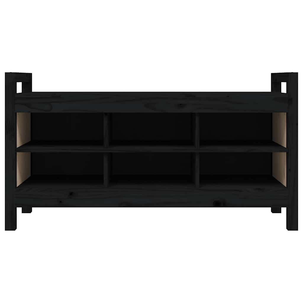 Flurbank Schwarz 110x40x60 cm Massivholz Kiefer