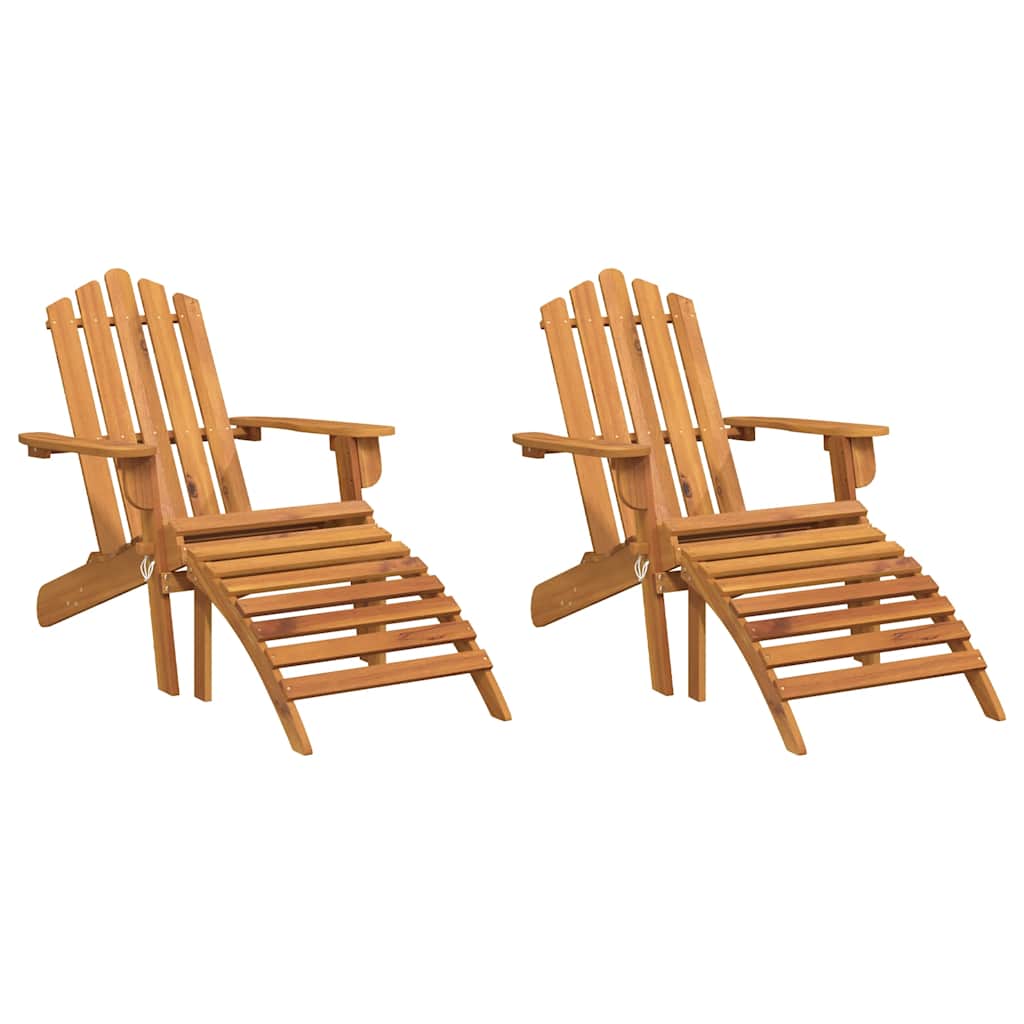 Adirondack-Gartenstühle mit Fußteilen 2 Stk. Massivholz Akazie
