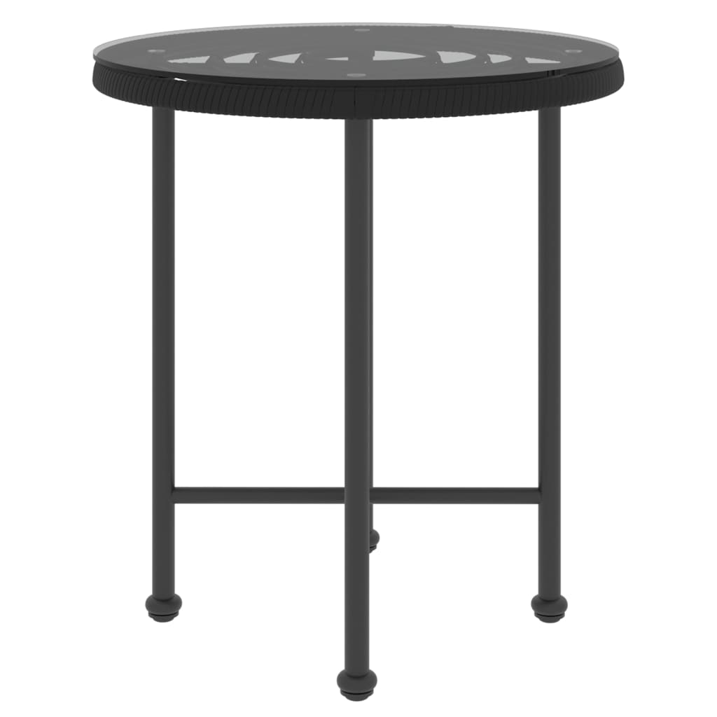 Esstisch Schwarz Ø50 cm Hartglas und Stahl