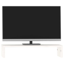Monitorerhöhung 50 × 27 × 10 cm aus massivem Kiefernholz - Weiß