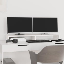 Monitorerhöhung 100 × 27 × 10 cm aus massivem Kiefernholz - Weiß