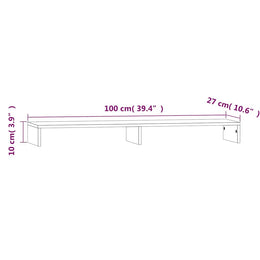 Monitorerhöhung 100 × 27 × 10 cm aus massivem Kiefernholz - Weiß