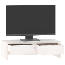 Monitorerhöhung 50 × 27 × 15 cm aus massivem Kiefernholz - Weiß (Art.-Nr. 813955)