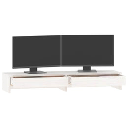 Monitorerhöhung 100 × 27 × 15 cm aus massivem Kiefernholz - Weiß (Art.-Nr. 813960)