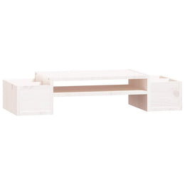 Monitorerhöhung 70 × 27,5 × 15 cm aus massivem Kiefernholz - Weiß