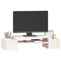 Monitorerhöhung 70 × 27,5 × 15 cm aus massivem Kiefernholz - Weiß