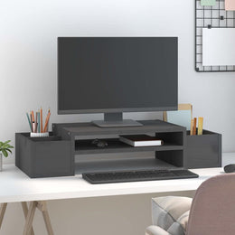 Monitorerhöhung 70 × 27,5 × 15 cm aus massivem Kiefernholz - Grau