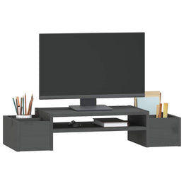 Monitorerhöhung 70 × 27,5 × 15 cm aus massivem Kiefernholz - Grau