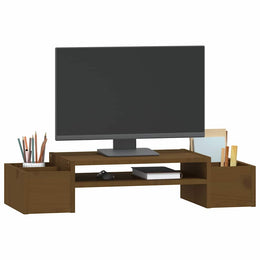 Monitorerhöhung 70 × 27,5 × 15 cm aus massivem Kiefernholz - Honigbraun