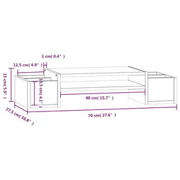Monitorerhöhung 70 × 27,5 × 15 cm aus massivem Kiefernholz - Honigbraun