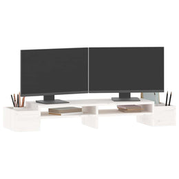 Monitorerhöhung 100 × 27,5 × 15 cm aus massivem Kiefernholz - Weiß