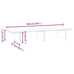 Monitorerhöhung 100 × 27 × 15 cm aus unbehandeltem massivem Kiefernholz (Art.-Nr. 813979)