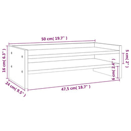 Monitorerhöhung 50 × 24 × 16 cm aus unbehandeltem massivem Kiefernholz