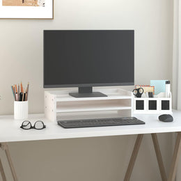 Monitorerhöhung 50 × 24 × 16 cm aus massivem Kiefernholz - Weiß