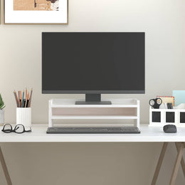 Monitorerhöhung 50 × 24 × 16 cm aus massivem Kiefernholz - Weiß