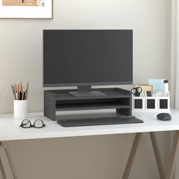 Monitorerhöhung 50 × 24 × 16 cm aus massivem Kiefernholz - Grau
