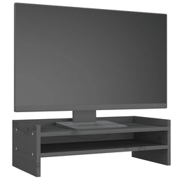 Monitorerhöhung 50 × 24 × 16 cm aus massivem Kiefernholz - Grau