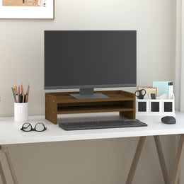 Monitorerhöhung 50 × 24 × 16 cm aus massivem Kiefernholz - Honigbraun