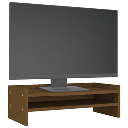 Monitorerhöhung 50 × 24 × 16 cm aus massivem Kiefernholz - Honigbraun